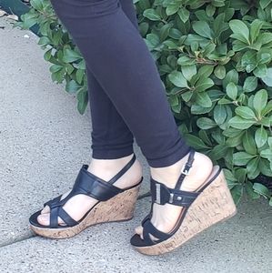 Unisa black wedge heels